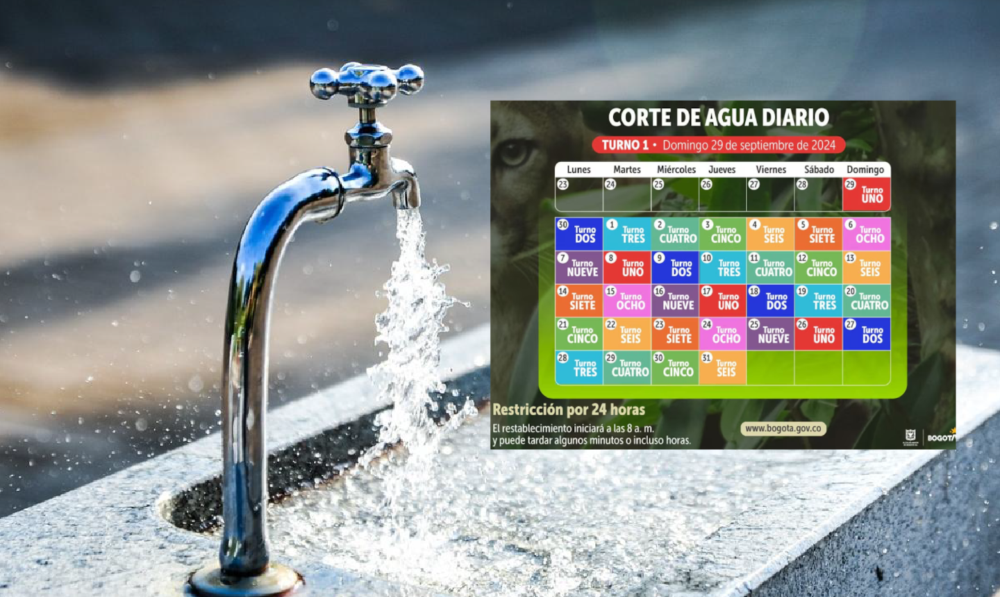 Racionamiento de agua en Bogotá este miércoles 16 de octubre: barrios afectados