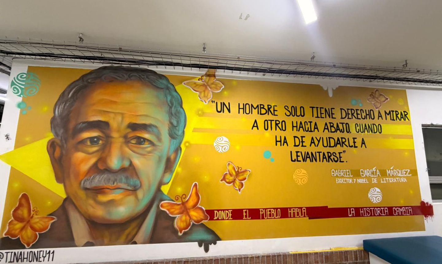 Borraron los murales de Gabriel García Márquez, Simón Bolívar, Jaime Garzón, entre otros de la sede de Inravisión
